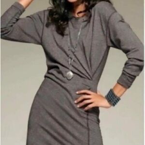 CABI Put ON Style 3650 Knit Cinched Waist Long Sleeve Sweatshirt Dress